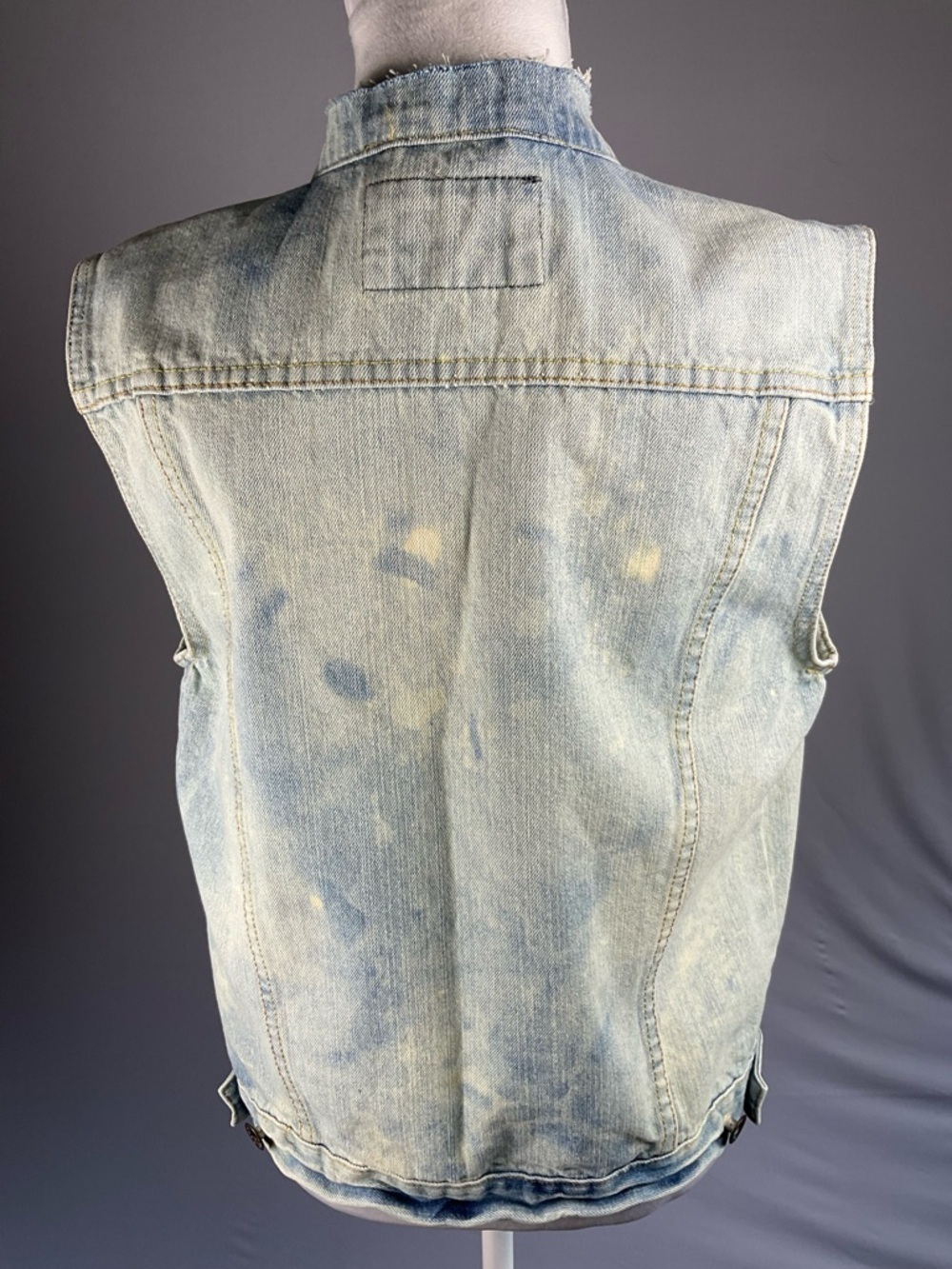 Hand Painted Denim Vest Wearable Art Geometric Streetwear Festival Boho Small - Picture 9 of 16